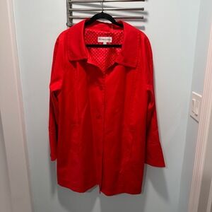 Pendleton Trench Raincoat Red 1X Classic Polka Dot Lining Plus Size Work Casual